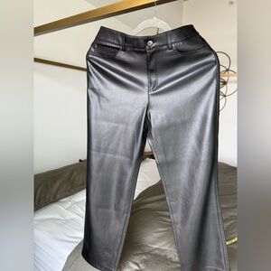 MANGO Black Faux Leather Pants Size Straight-Leg NWT 90s Quiet Luxury Minimalist